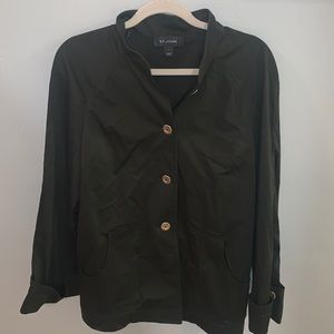 St. John black label Dark olive green button up